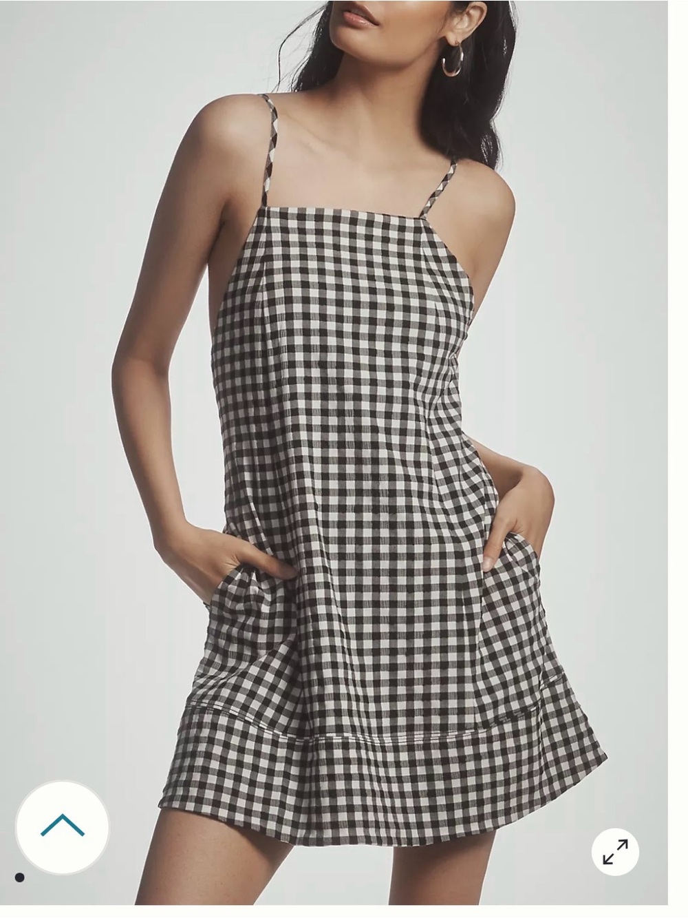 Anthropologie Black and White Gingham Apron-style mini dress